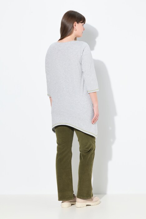 Shirt, Stickerei, A-Linie, Rundhals, 3/4-Arm, Biobaumwolle
