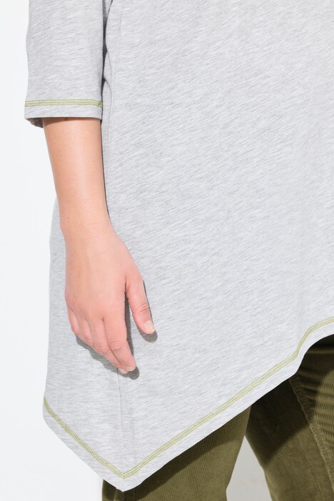 Shirt, Stickerei, A-Linie, Rundhals, 3/4-Arm, Biobaumwolle