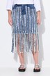 Denim skirt, slim fit, long fringes, 5-pocket