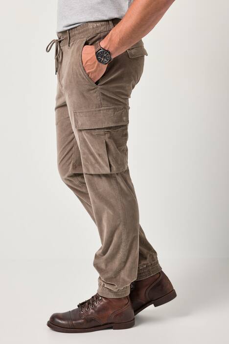 Pantalon cargo JP 1880 en velours côtelé, finition FLEXNAMIC® et nombreuses poches, coupe Straight Fit - jusqu'à la taille 74