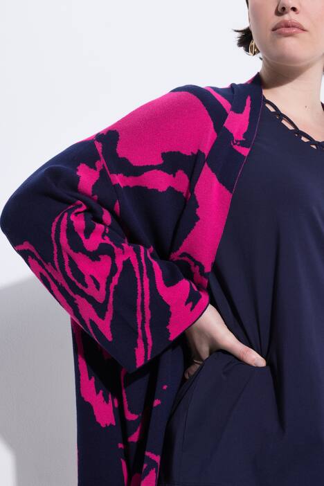Strickjacke, Oversized, V-Ausschnitt, 3/4-Arm