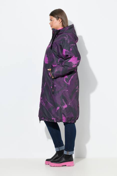 Funksjonell jakke med trykk, oversized, teddyfôr, hette,