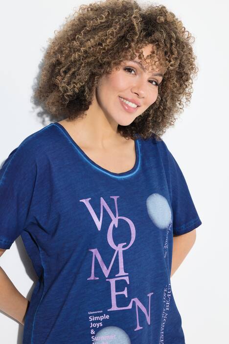T-shirt oversize avec messages, manches courtes et décolleté rond