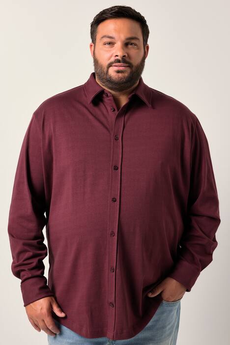 Chemise en jersey Men+. Manches longues, col Kent. Coupe Comfort Fit - jusqu'au 8 XL