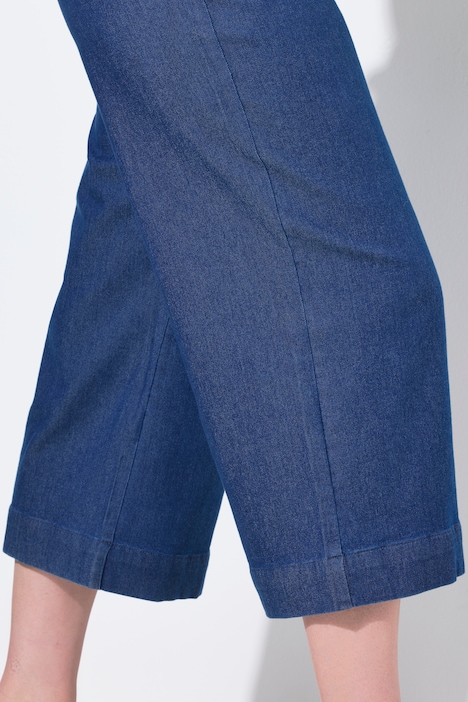 Jupe-culotte en jean à taille élastique avec ceinture à nouer