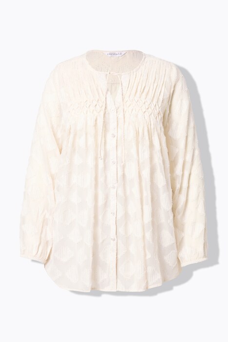 Bluse, loose shape med glittermønster og dekorative læg