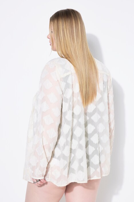 Bluse, loose shape med glittermønster og dekorative læg