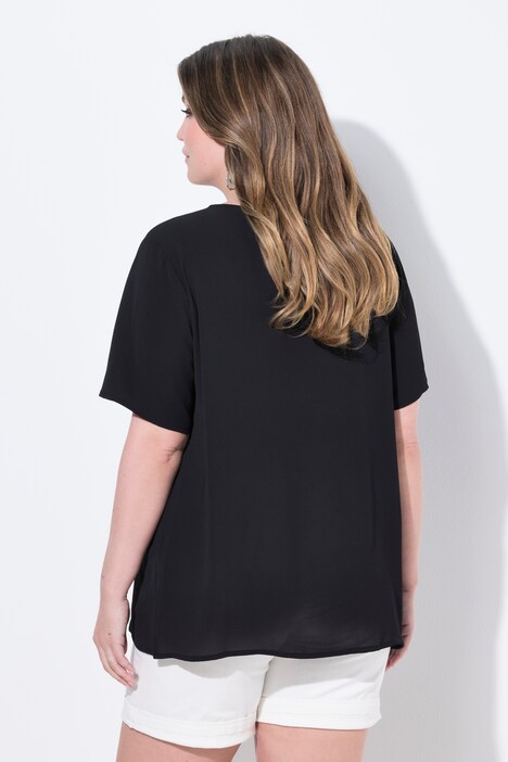 Blouse coupe évasée, cordon fantaisie à l'encolure