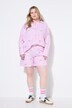 Short rayé, jambe large, broderie florale