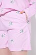 Short rayé, jambe large, broderie florale