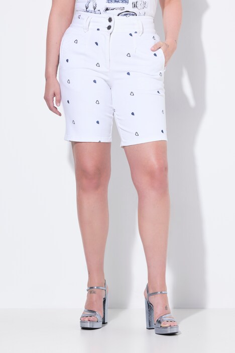 Pantalones cortos vaqueros, Straight Fit, corazón bordado