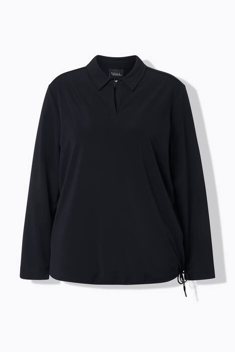 Chemisier en jersey à col chemise et manches longues, base élastique