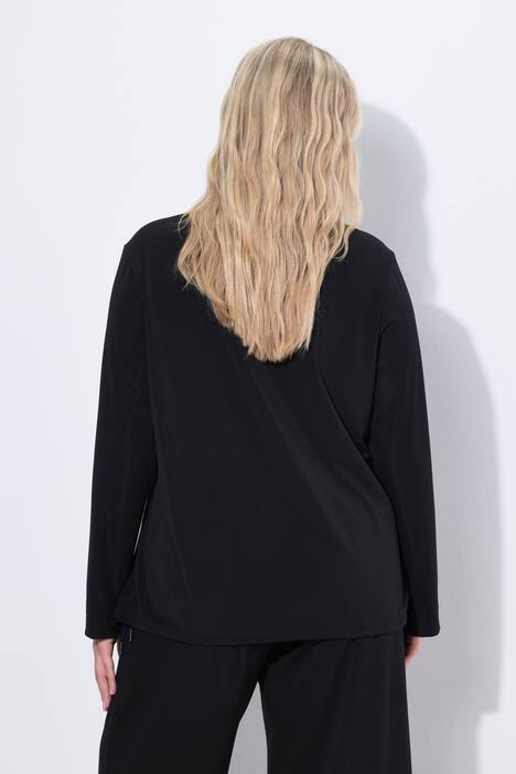 Chemisier en jersey à col chemise et manches longues, base élastique
