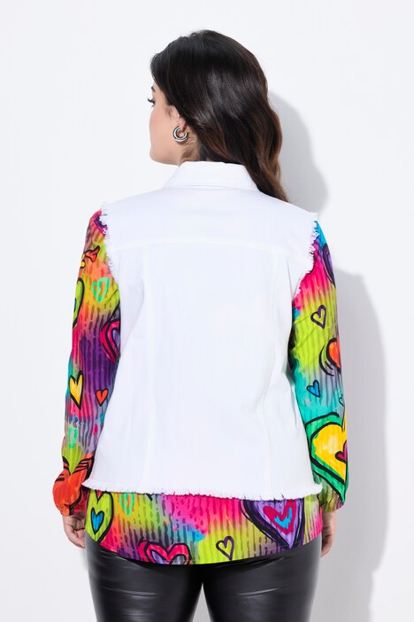 Gilet en jean, bords francs et base arrondie