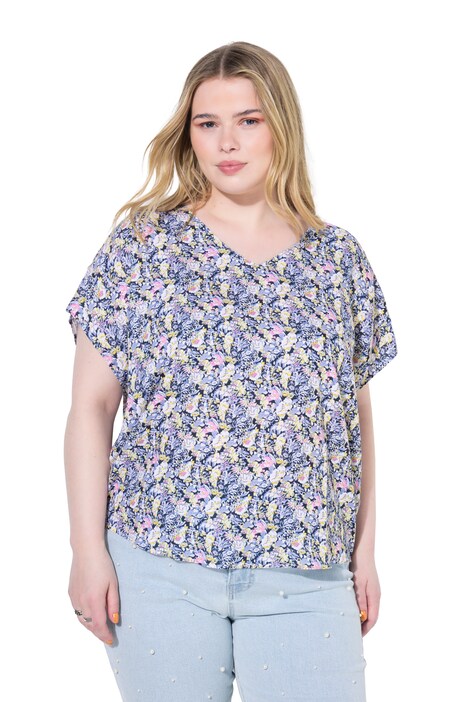 Halenkové tričko, oversize, květovaný potisk