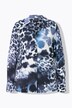 Jersey blouse, luipaardpatroon, overhemdkraag, lange mouwen
