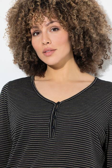 Shirt, Glitzerstreifen, V-Ausschnitt , 3/4-Arm
