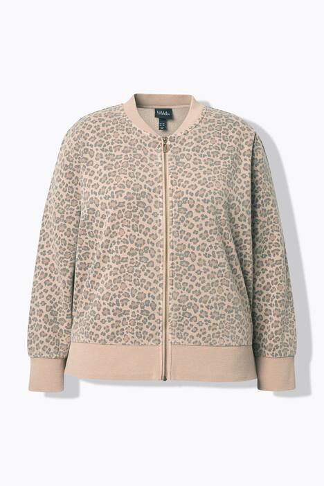 Mikina, leopardí vzor, kulatý výstřih, knoflíková léga, dlouhé rukávy