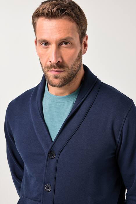 JP1880 Sweatjacke, Schalkragen, Knopfleiste, Kängurutasche, bis 8 XL