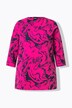 Shirt, marmermotief, A-lijn, hartvormige hals, 3/4-mouw