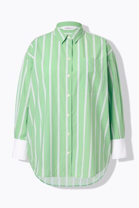 Overhemdblouse, oversized, strepen, lange mouwen