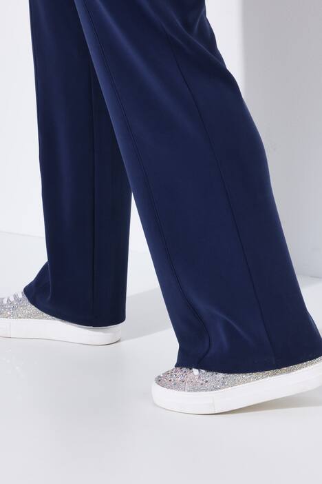 Pantalon en molleton, jambe large et droite, passepoils et taille élastique