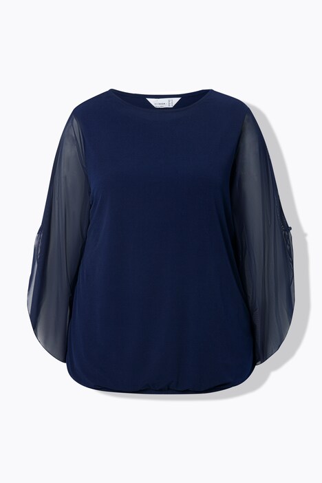 Blouse, 3/4-mouw, mesh met split