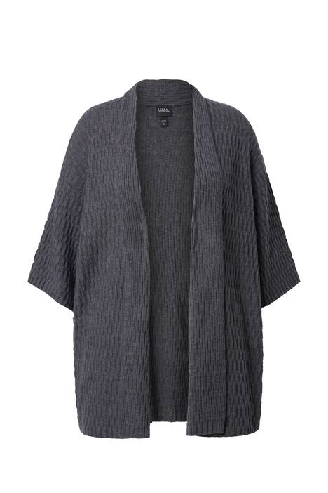 Rozepínací svetr, strukturovaný úplet, oversize, výstřih do V, 3/4 rukávy