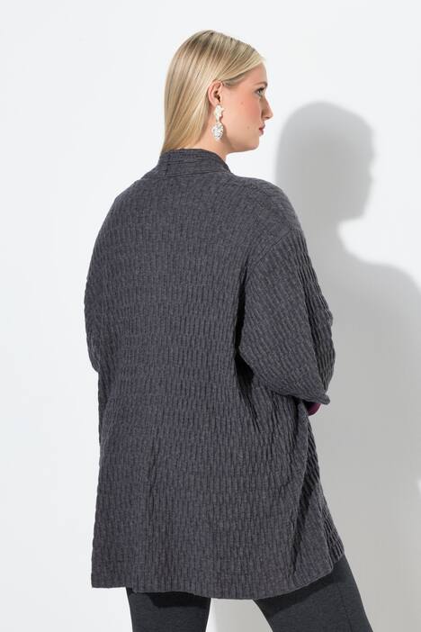 Neuletakki, struktuurineulosta, oversize, V-pääntie, 3/4-hihat