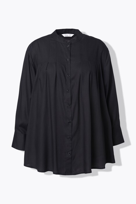 Bluse, pyntefolder på skuldrene, lange ærmer