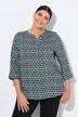 Satijnen blouse, gerimpelde schouders, tuniekhals, 3/4-mouw
