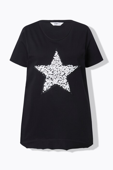 T-shirt coupe évasée, étoile avec paillettes