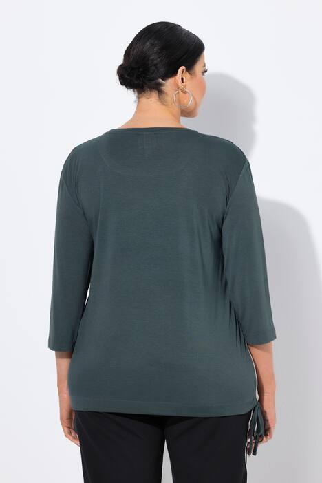 Paita, raitoja, oversize, pyöreä pääntie, 3/4-hihat, nauha helmassa