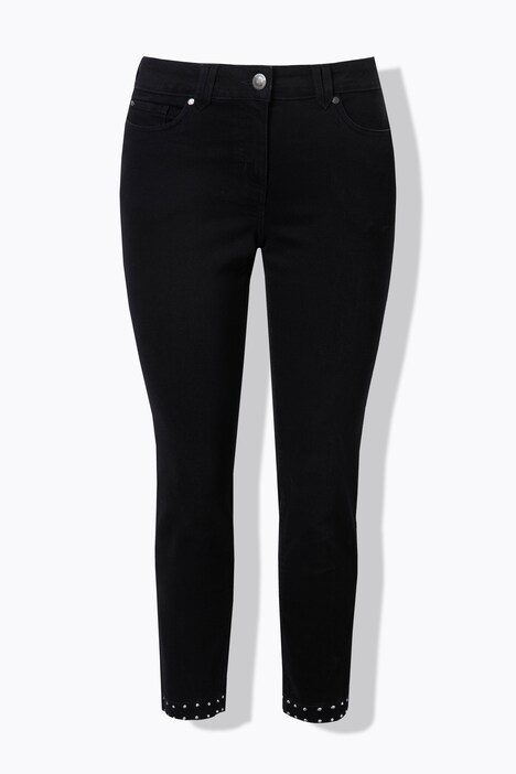 Jean coupe Slim Fit, nœud fantaisie et petits strass scintillants au bas de chaque jambe