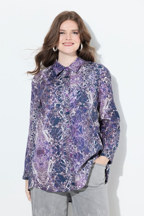 Longbluse, Hemdkragen, Langarm, hinten länger