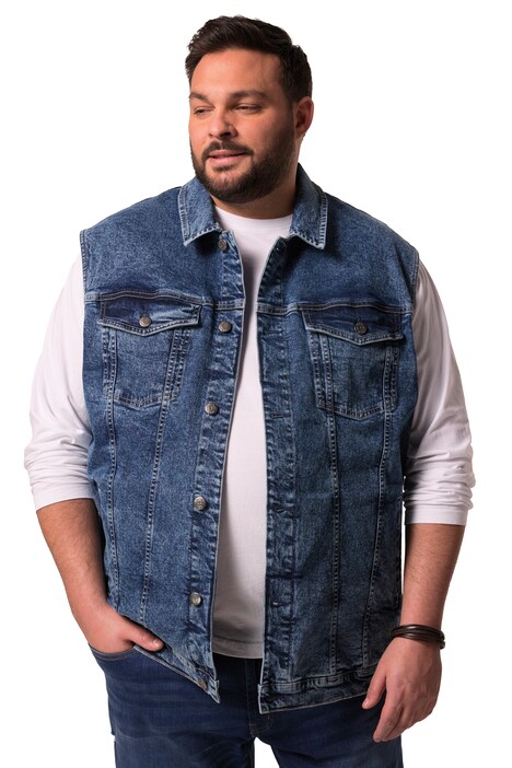 Džínová vesta Men+, knoflíková léga, do 8XL