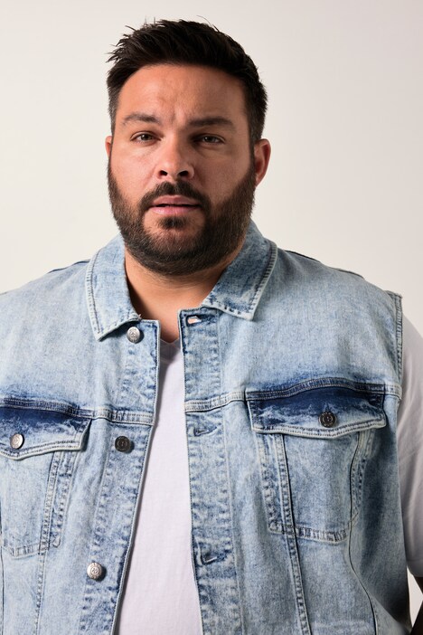 Men+ chaleco vaquero, tapeta de botones, hasta la 8 XL