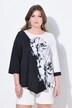 T-shirt, floral print, 3/4 sleeves, zip hem