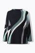Pull maille Jacquard, col légèrement montant et manches longues