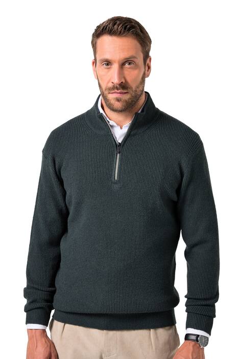 Úpletový troyer JP1880, žebrovaný úplet, límeček se zipem, do 7XL