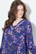 Abito midi dal taglio svasato con fiori, scollo a V e maniche lunghe