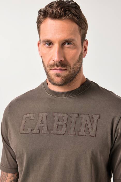 T-shirt JP1880 dal look vintage con applicazioni e mezze maniche, disponibile fino alla tg. 8XL