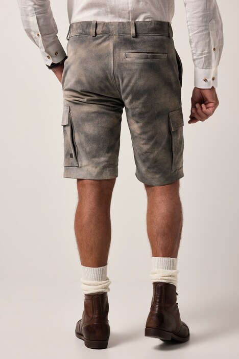 JP1880 Bermuda-shorts i læder, traditionel stil, okselæder, cargolommer, normal pasform, op til 72