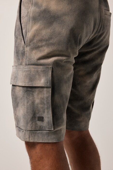 JP1880 Bermuda-shorts i læder, traditionel stil, okselæder, cargolommer, normal pasform, op til 72