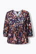 Blouse, motief, rimpelband, V-hals, 3/4-mouw