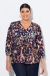 Blouse, motief, rimpelband, V-hals, 3/4-mouw