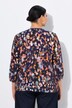 Blouse, motief, rimpelband, V-hals, 3/4-mouw