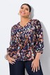Blouse, motief, rimpelband, V-hals, 3/4-mouw