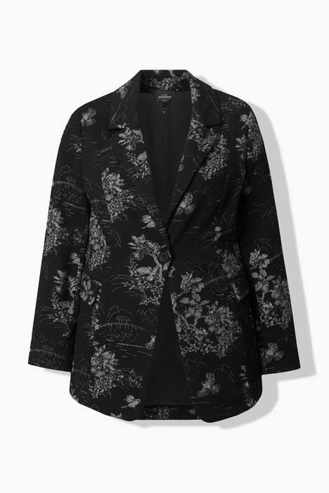 Jacquard-blazer, reverskrage, langermet, stretchfôr