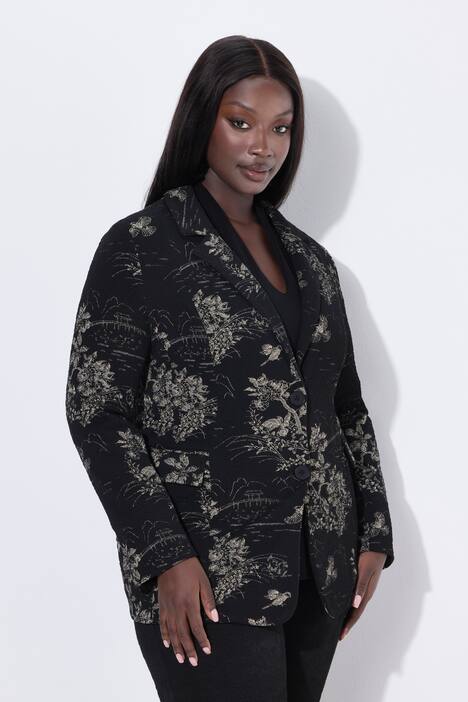 Jacquard-blazer, reverskrage, langermet, stretchfôr